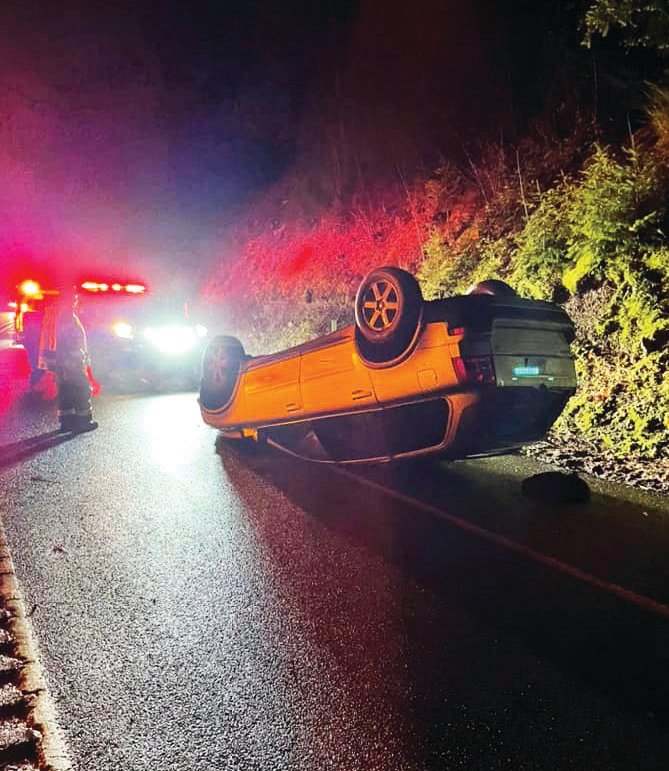 The evening of Jan. 20,  Brinnon Fire Department responded to a rollover accident on U.S. Highway 101. Injuries to the single occupant were minor.